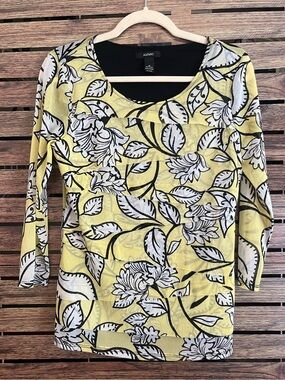 Alfani Floral Yellow and Black Shirt M